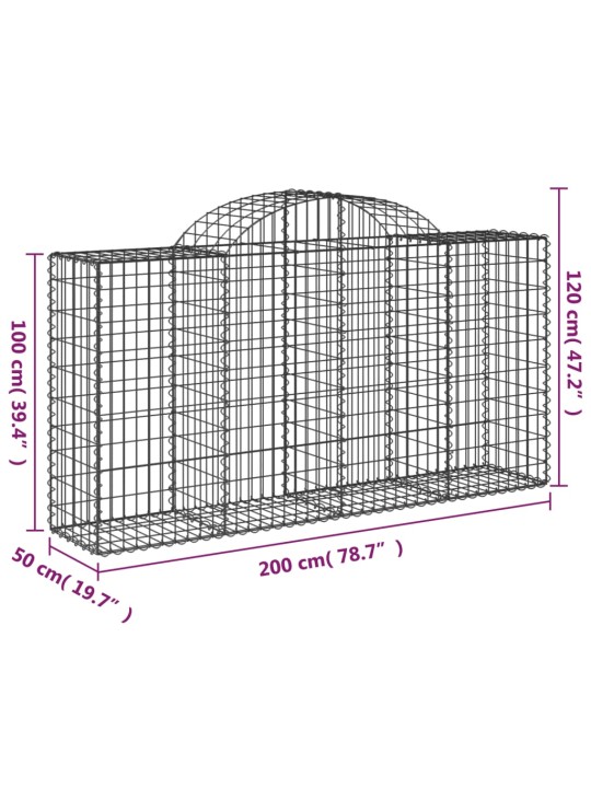 Kaarekujulised gabioonkorvid 4 tk, 200x50x100/120 cm, raud