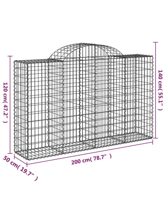 Kaarekujulised gabioonkorvid 2 tk, 200x50x120/140 cm, raud