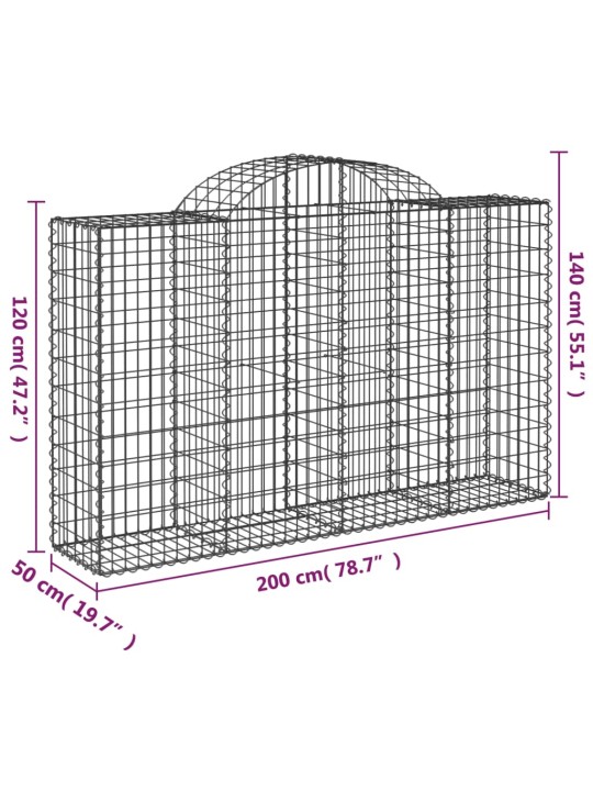 Kaarekujulised gabioonkorvid 5 tk, 200x50x120/140 cm, raud