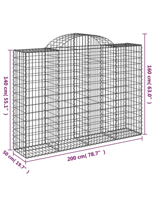 Kaarekujulised gabioonkorvid 3 tk, 200x50x140/160 cm, raud