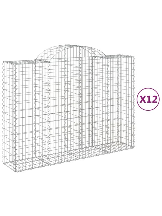 Kaarekujulised gabioonkorvid 12 tk, 200x50x140/160 cm, raud