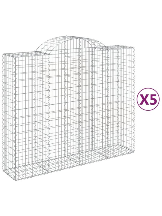 Kaarekujulised gabioonkorvid 5 tk, 200x50x160/180 cm, raud