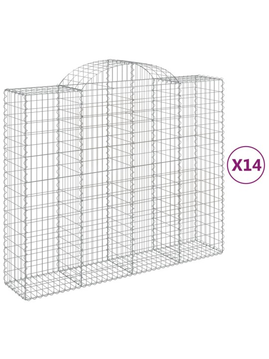 Kaarekujulised gabioonkorvid 14 tk, 200x50x160/180 cm, raud