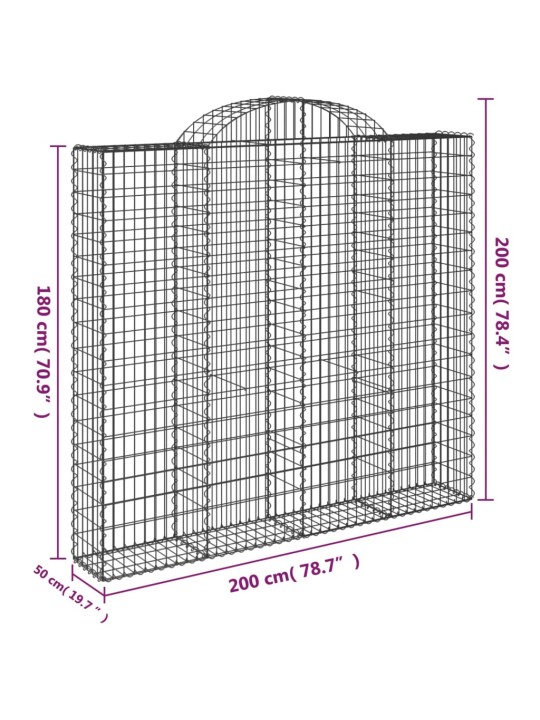 Kaarekujulised gabioonkorvid 2 tk, 200x50x180/200 cm, raud