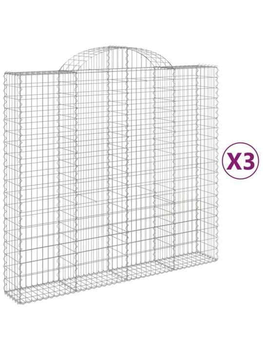 Kaarekujulised gabioonkorvid 3 tk, 200x50x180/200 cm, raud