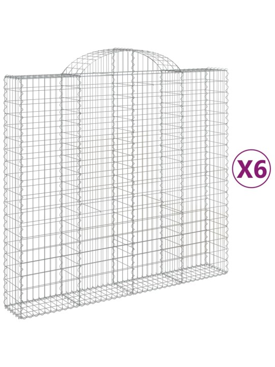 Kaarekujulised gabioonkorvid 6 tk, 200x50x180/200 cm, raud