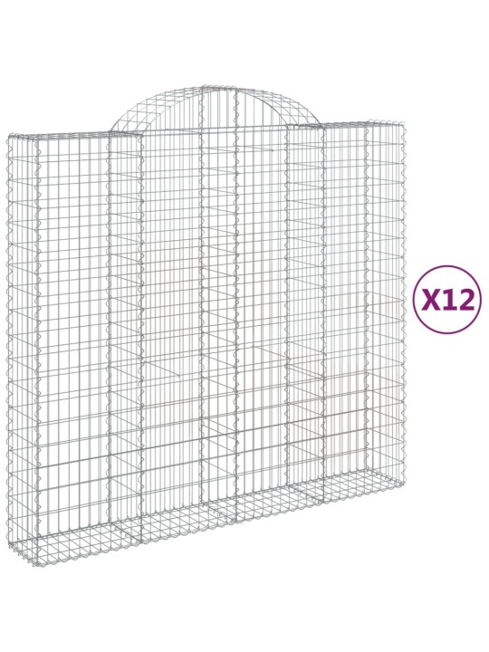 Kaarekujulised gabioonkorvid 12 tk, 200x50x180/200 cm, raud