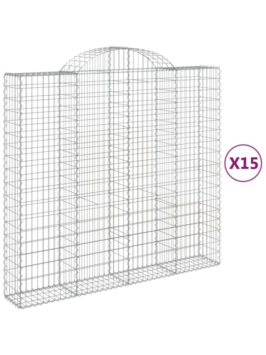 Kaarekujulised gabioonkorvid 15 tk, 200x50x180/200 cm, raud