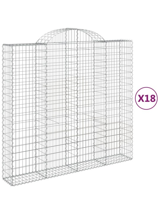 Kaarekujulised gabioonkorvid 18 tk, 200x50x180/200 cm, raud