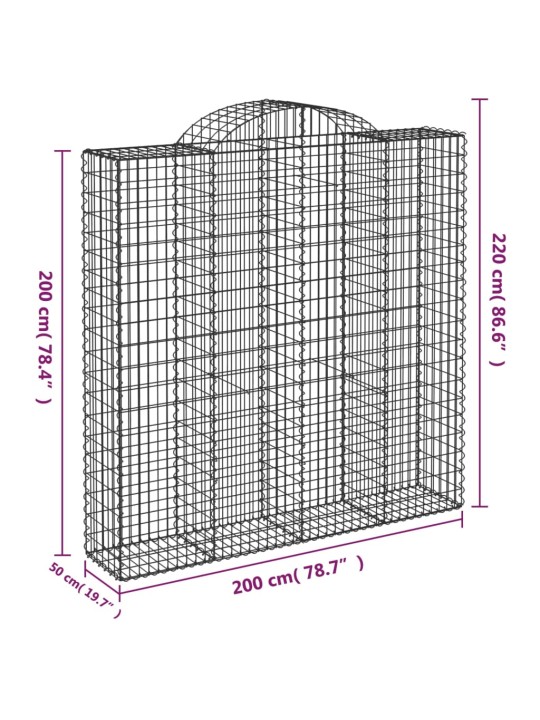 Kaarekujulised gabioonkorvid 2 tk, 200x50x200/220 cm, raud