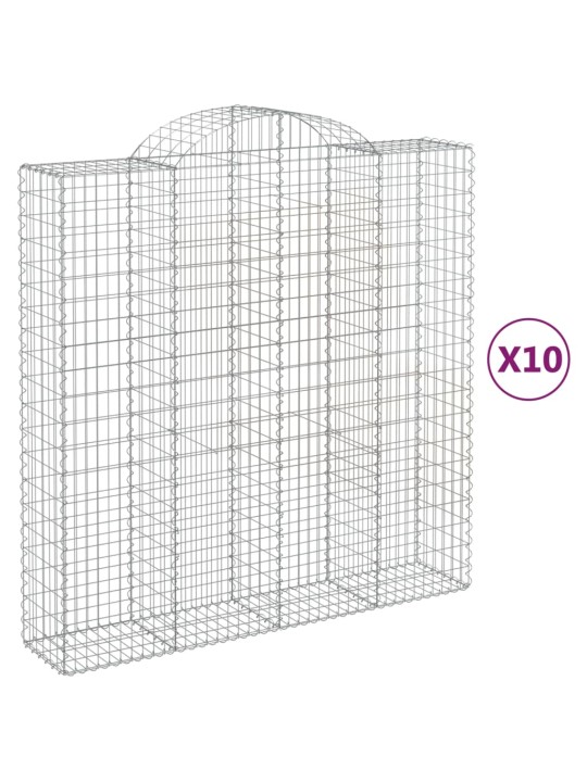 KAAREKUJULISED GABIOONKORVID 10 TK, 200X50X200/220 CM, RAUD