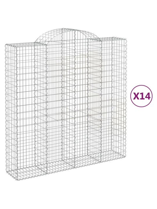 Kaarekujulised gabioonkorvid 14 tk, 200x50x200/220 cm, raud