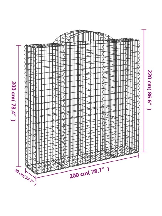Kaarekujulised gabioonkorvid 14 tk, 200x50x200/220 cm, raud