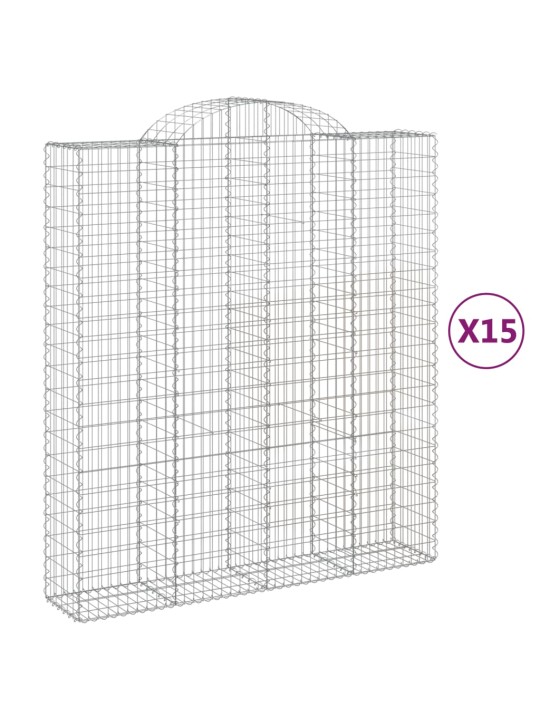KAAREKUJULISED GABIOONKORVID 15 TK, 200X50X220/240 CM, RAUD