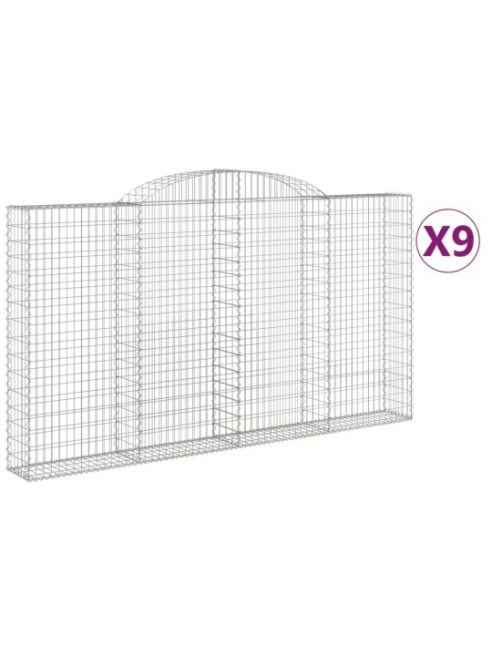Kaarekujulised gabioonkorvid 9 tk, 300x30x160/180 cm, raud
