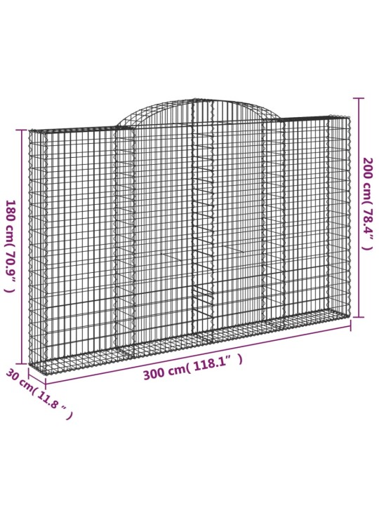 KAAREKUJULISED GABIOONKORVID 5 TK, 300X30X180/200 CM, RAUD