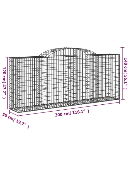 Kaarekujulised gabioonkorvid 2 tk, 300x50x120/140 cm, raud