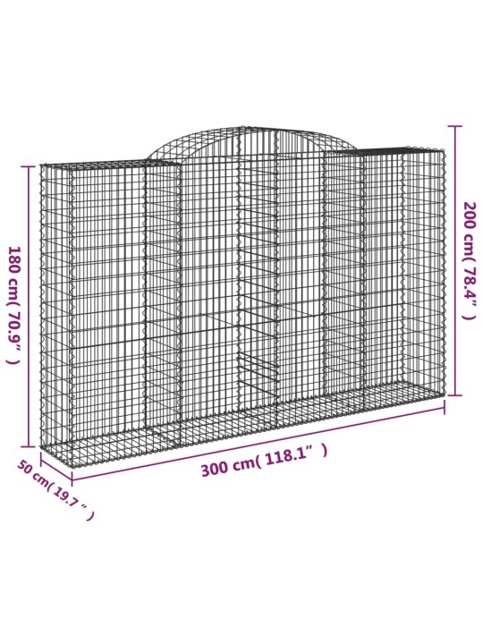 Kaarekujulised gabioonkorvid 2 tk, 300x50x180/200 cm, raud