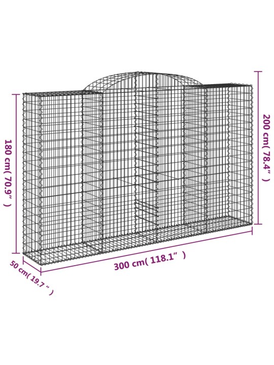 Kaarekujulised gabioonkorvid 6 tk, 300x50x180/200 cm, raud