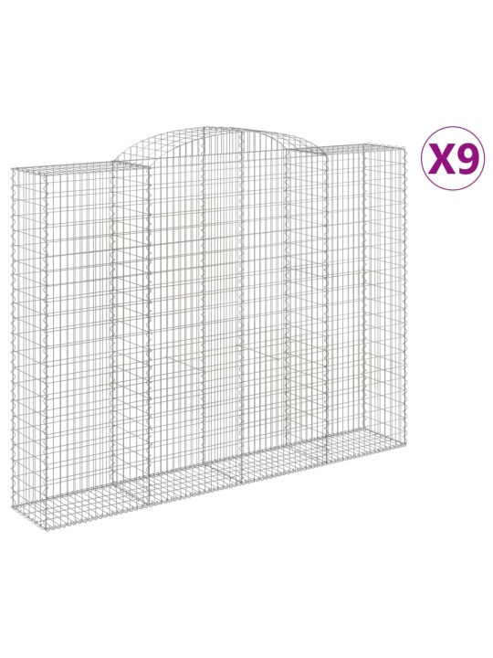 KAAREKUJULISED GABIOONKORVID 9 TK, 300X50X220/240 CM, RAUD