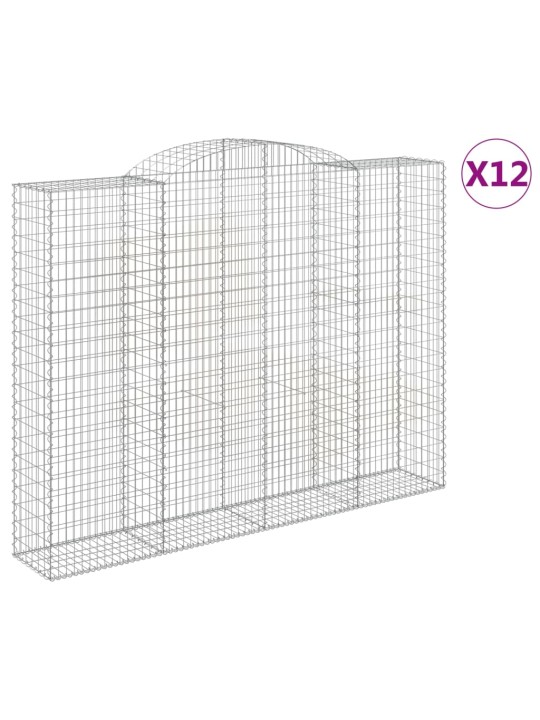 Kaarekujulised gabioonkorvid 12 tk, 300x50x220/240 cm, raud