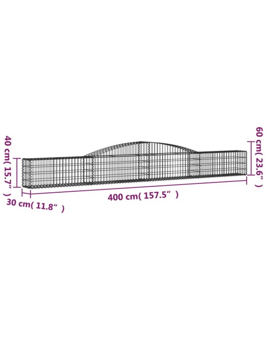 Kaarekujulised gabioonkorvid 2 tk, 400x30x40/60 cm, raud