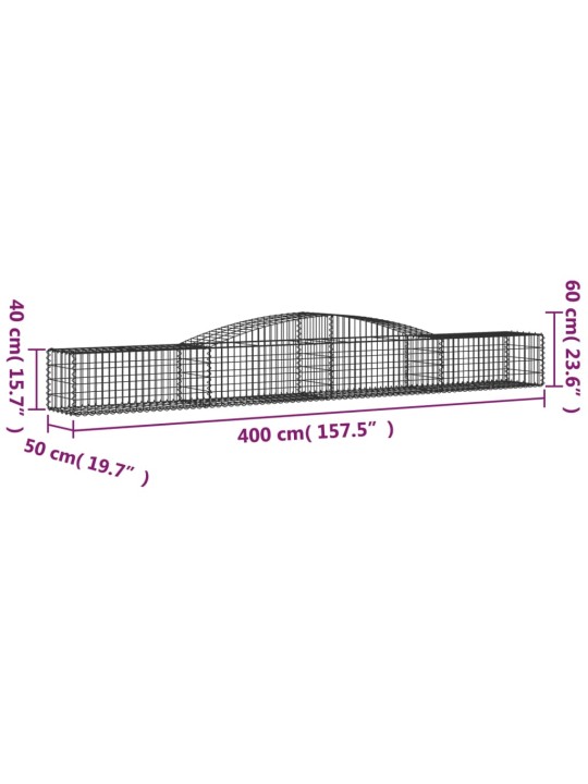 Kaarekujulised gabioonkorvid 2 tk, 400x50x40/60 cm, raud