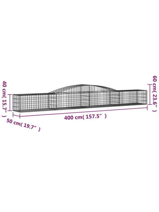 Kaarekujulised gabioonkorvid 3 tk, 400x50x40/60 cm, raud