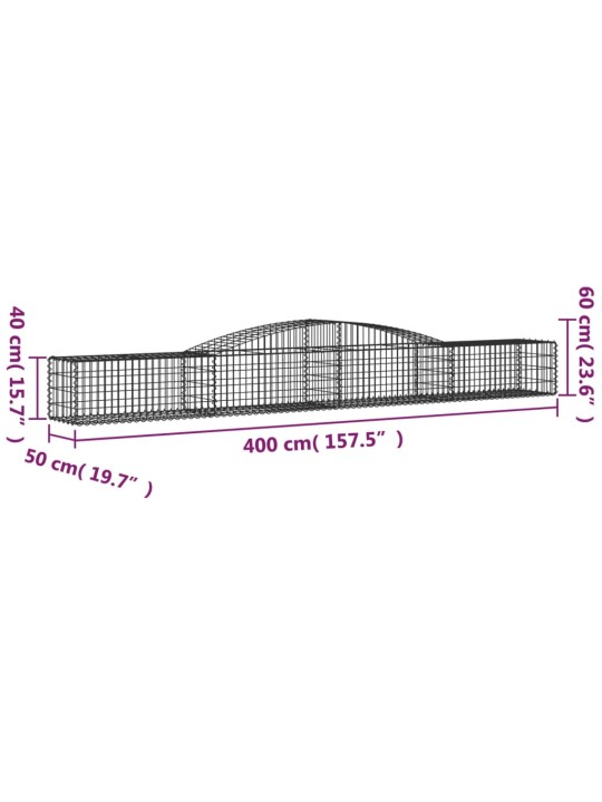 Kaarekujulised gabioonkorvid 5 tk, 400x50x40/60 cm, raud