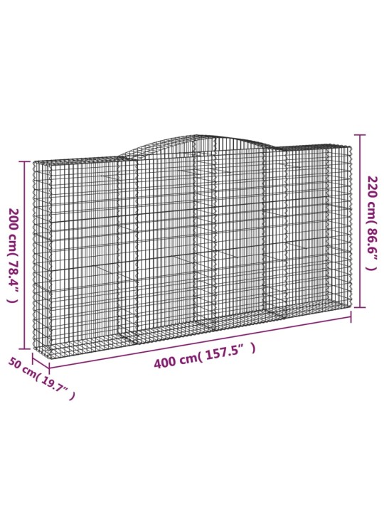 Kaarekujulised gabioonkorvid 2 tk, 400x50x200/220 cm, raud