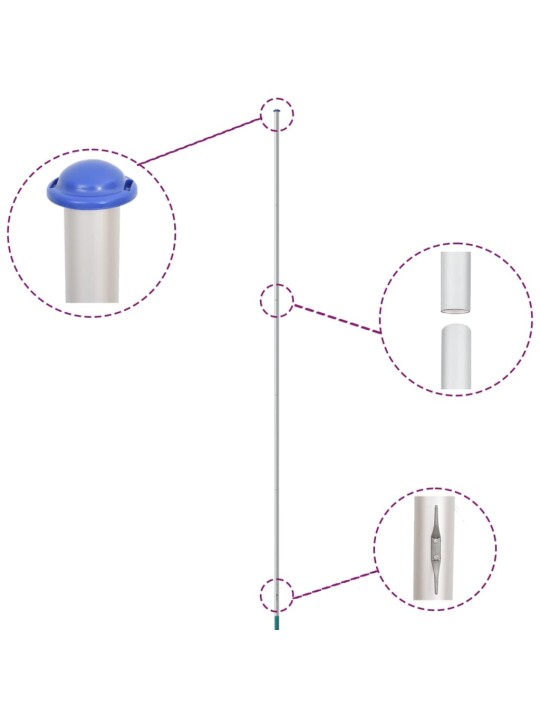 Itaalia lipp ja lipumast, 6,23 m, alumiinium