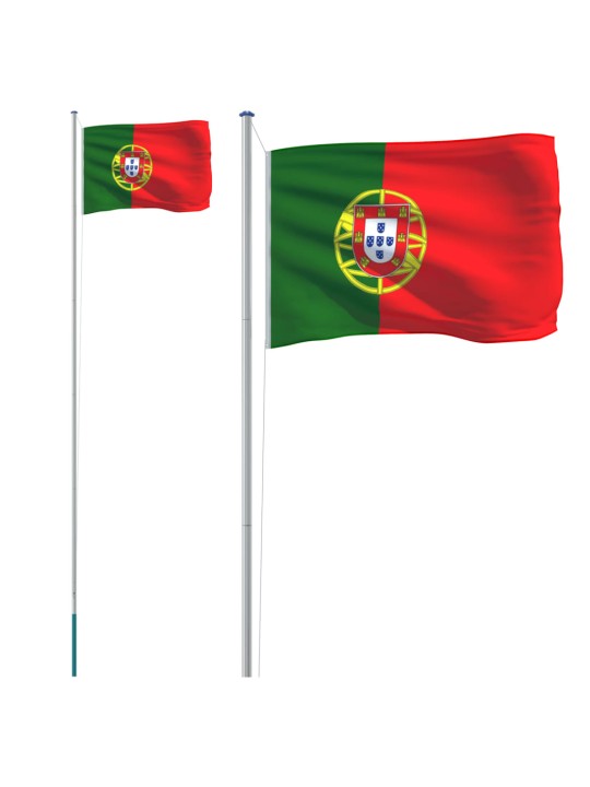 Portugali lipp ja lipumast, 6,23 m, alumiinium