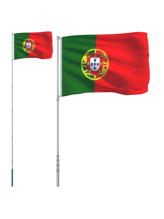 Portugali lipp ja lipumast, 5,55 m, alumiinium