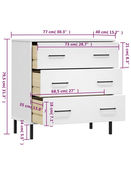 3 sahtliga puhvetkapp, valge, 77x40x79,5 cm täispuidust, oslo