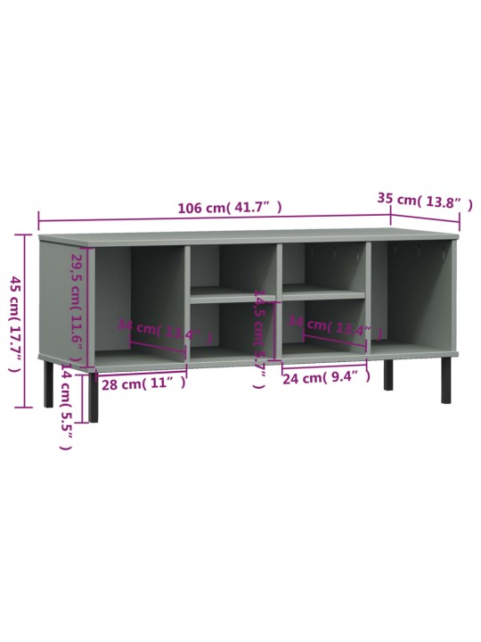 Kingariiul metalljalgadega, hall, 106x35x45 cm, oslo