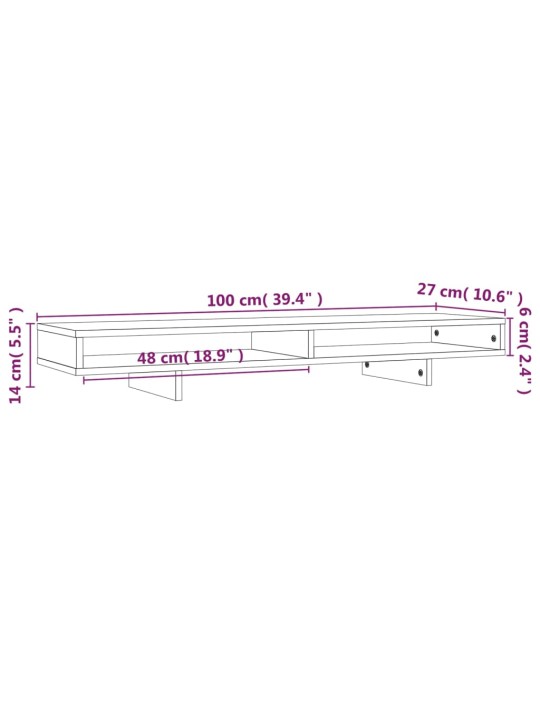 Monitorialus, hall, 100 x 27 x 14 cm, männipuit