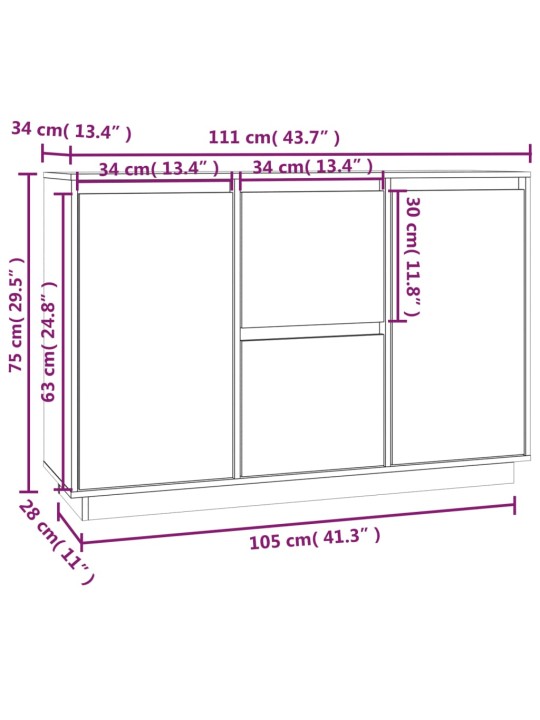 Puhvetkapp, must, 111x34x75 cm, täismännipuit