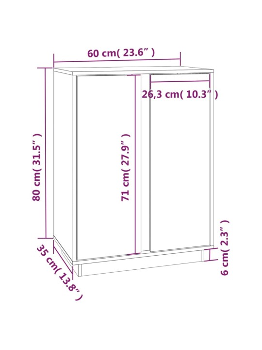 Puhvetkapp, hall, 60 x 35 x 80 cm, männipuit