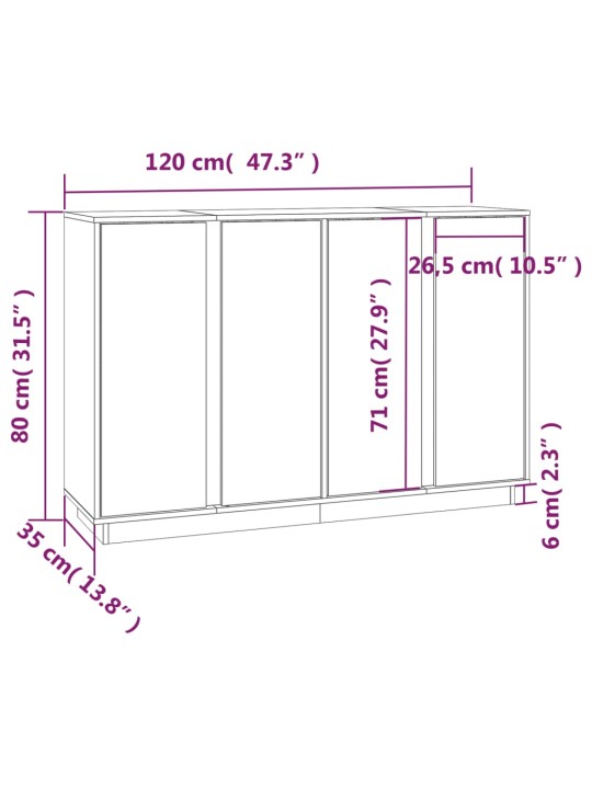 Puhvetkapp, hall, 120 x 35 x 80 cm, männipuit