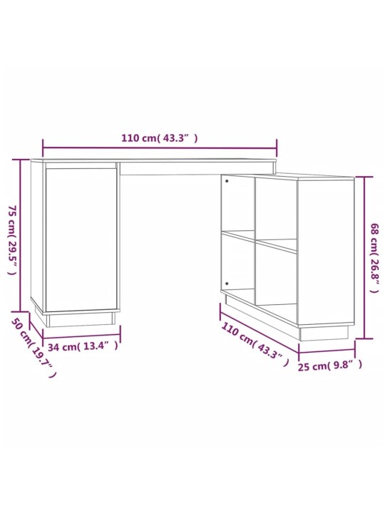 Kirjutuslaud, 110 x 50 x 75 cm, männipuit