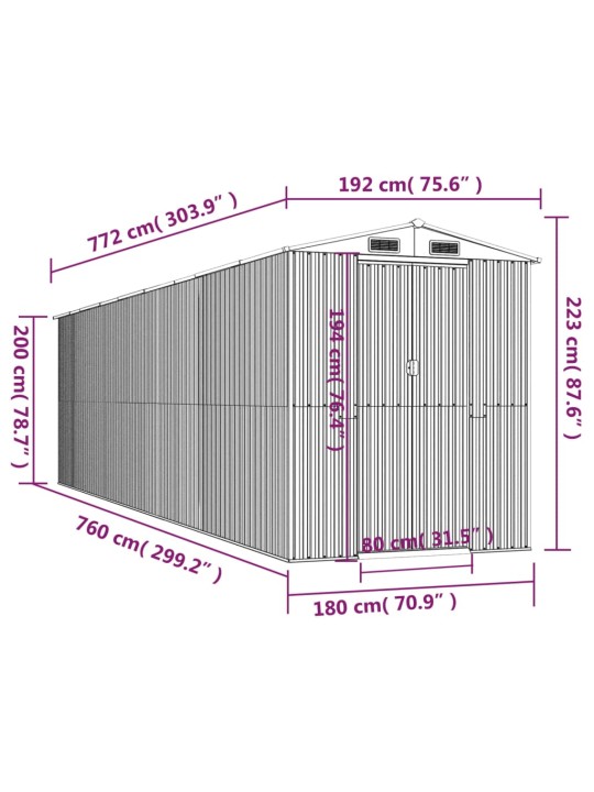 Aiakuur, antratsiithall, 192x772x223 cm, tsingitud teras