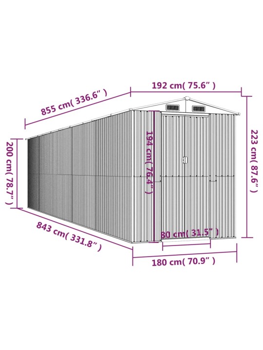 Aiakuur, antratsiithall, 192 x 855 x 223 cm, tsingitud teras