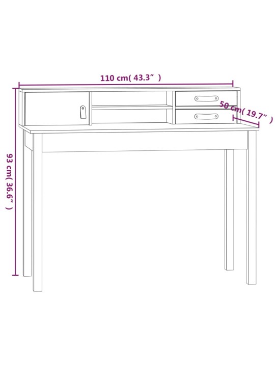 Kirjutuslaud, 110 x 50 x 93 cm, männipuit