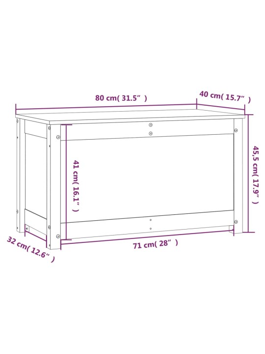 Hoiukast, hall, 80 x 40 x 45,5 cm, männipuit