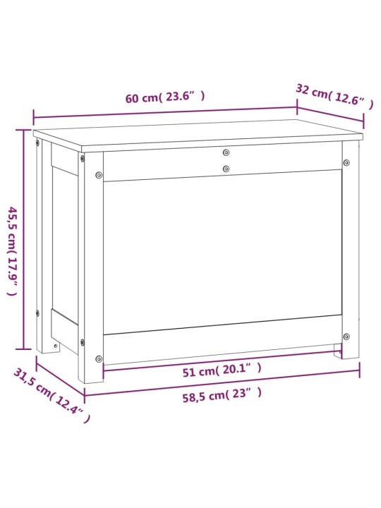 Hoiukast, hall, 60x32x45,5 cm, männipuit