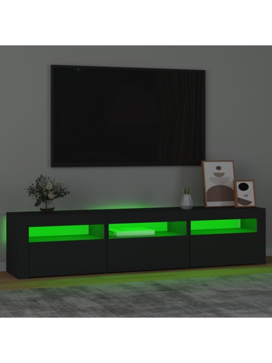 Telerialus LED-tuledega, must, 180 x 35 x 40 cm