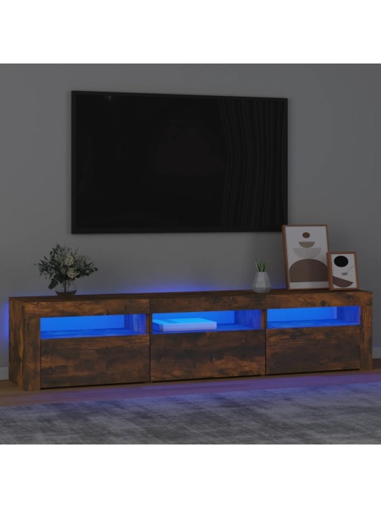 Telerialus LED-tuledega, suitsutatud tamm, 180x35x40 cm