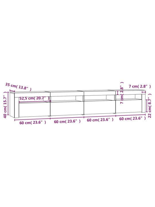 Telerialus LED-tuledega, hall sonoma tamm, 240x35x40 cm