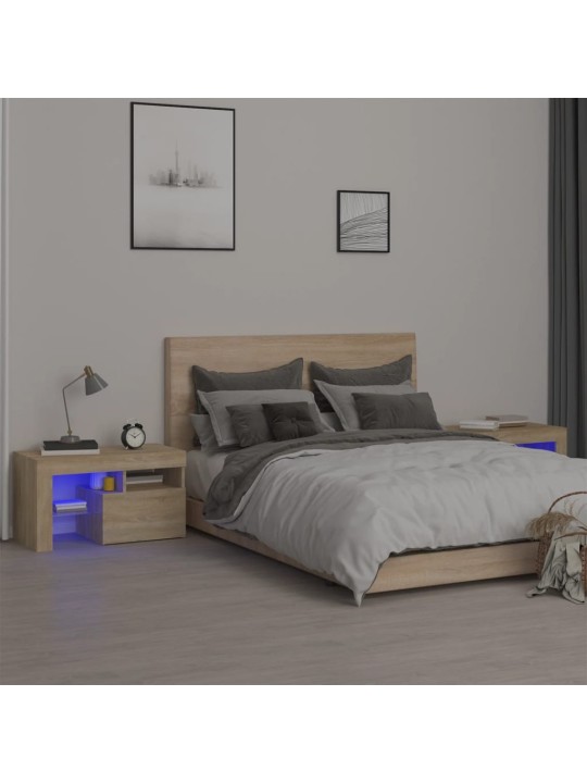 ÖÖKAPID LED-TULEDEGA, 2 TK, SONOMA TAMM, 70X36,5X40 CM