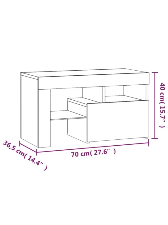 Öökapid LED-tuledega 2 tk, hall sonoma tamm, 70 x 36,5 x 40 cm